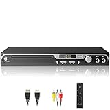 1080P HD DVD Player für TV, HDMI DVD Player mit doppelten Mikrofoneingängen, Region Free DVD Player Support USB Input HDMI/AV Output, Metal Button und Dolby Sound