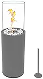 Runder freistehender Bio-Ethanol Stand-Kamin 80x26x26 cm | schönes Flammenspiel | Bioethanolkamin Outdoor Indoor | Bodenkamin | Standkamin | Terrassenkamin | Gartenfackel | EN 16647:2015 Zertifiziert