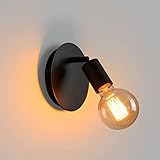 Lightsjoy Wandleuchte 360°Drehbar Innen Schwarz Retro Wandlampe E27 Schwenkbar Vintage Metall Wandlicht für Wohnzimmer Schlafzimmer Esszimmer