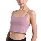 Longline Damen Sport-BH mit Riemen, gepolstert, niedlich, für Workout, Laufen, Yoga, bauchfreies Shirt, violett, XXL/3XL