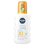 NIVEA SUN Sensitive Sofort-Schutz-Spray LSF 30, 200 ml, Sonnencreme für empfindliche Haut, Lichtschutzfaktor 30, wasserfestes Sonnenschutzspray