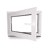 Kellerfenster - Kunststoff - Fenster - weiß - BxH: 70 x 40 cm - 700 x 400 mm - DIN Links - 3 fach Verglasung - 60 mm Profil