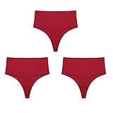 MKLQLS 3Er-Pack Nahtloser G-String für Damen Unsichtbare Höschen Unsichtbare Tangas Atmungsaktive Bikini-Slips Unterwäsche Mit Hoher Taille Hipster-Höschen T-Rücken-Set 27 S