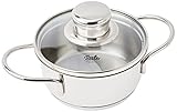 Fissler Häppchen / Mini-Kochtopf (Ø 12cm, 0,5 L) Edelstahl-Topf, Snacktopf, mit Glas-Deckel, Induktions-geeignet, Silber