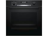 Bosch HBA578BB0 Serie 6 Einbau-Backofen, 60 x 60 cm, Pyrolyse Selbstreinigung, AutoPilot 30 30 Automatikprogramme, 3D Heißluft Backen auf 3 Ebenen, LCD-Display, Versenkknebel, Kindersicherung