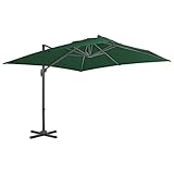 RONGQI Ampelschirm mit Aluminium-Mast, Balkon Sonnenschirm, Marktschirm, Garten, Balkon Schirm, Sonnen Schirme, Balkonschirm, 400 x 300 cm Grün