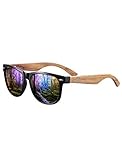 AMEXI Holz Sonnenbrillen/Sonnenbrille mit Holzbügeln aus Walnuss für Damen & Herren/Polarisierende Brillengläser mit UV400-Schutz