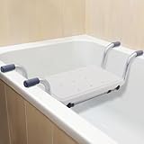 Badewannensitz Senioren, Duschsitz Duschbank für Badewanne, Badebrett Badewanne, Badewannenbrett mit 2 Verstellbaren Breiten, Aluminium, Tragfähigkeit 120 kg, Weiß