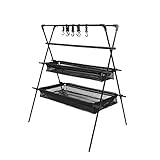 Campfire Cooking Stand BBQ Grill Swing Grill GRILL SWING CAMPFIRE Kochständer BBQ Grill for Kochgeschirr & Niederländischer Ofen Verstellbare zusammenklappbare Beine mit Haken Zubehör & Koffer