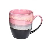 500 ml einzigartige Kaffeetasse aus Keramik, handgefertigte große Teetasse mit Ofenwechselglasur für Büro und Zuhause, Kaffeetassen für Tee, heiße Schokolade und mehr (Rosa)