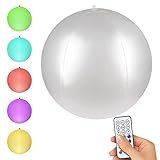 Schwimmende Poolbeleuchtung,16''13 Farbe RGB LED Glow Ball IP68 wasserdichte Aufblasbarer LED Light Up Beach Ball mit Fernbedienung Außen Aufblasbar Gartenleuchte für Teich Schwimmbad Party Dekoration