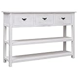 lvssiao Kommode Anrichte Schrank Schubladenschrank, Sideboard Antik-Weiß 115x30x76 cm Holz Mehrzweckschrank Standschrank für Schränke Wohnzimmer Kinderzimmer Flur