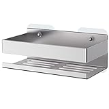 AIKER Duschablage Ohne Bohren,Hochwertiger Verdickter Edelstahl SUS304 Shower Shelf in Rostfrei,Verbesserte Version Der Starken Klebeband- Und Bohrinstallation Stabiler Für Bad, Küche, Wc(Silber)