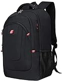 VINBAGGE Wasserdicht Anti Diebstahl Rucksack 17,3 Zol Laptop Rucksack Herren mit USB-Anschluss Schulrucksack Großer Business Notebook Backpack für Arbeit Reisen Männer Jungen - Schwarz