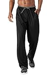 KEFITEVD Relaxhose Herren Lang Offen Beinabschluss Sweatpants Weich Schlafanzughose Männer Atmungsaktiv Loose Fit Lounge Hose Homewear Loungewear Schwarz-Grau XL