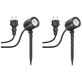 ledscom.de 2 Stück Kleiner LED Gartenstrahler mit Erdspieß TARL für außen, IP65, Stecker, schwarz, 4,3 W, 340lm, warmweiß