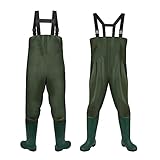 Einfeben Wathose 70 Denier Nylon Fisch Teich Anglerhose Wasserdicht Fischer Teichhose Gummi mit Stiefel Angler Watstiefel PVC rutschfest Wathosen Gr.46/47