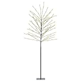 Lichterbaum 180 cm für Außen un Innen Strom betrieben - 160 LED - Deko Baum warm weiß beleuchtet mit Timer - Weihnachten Advent Winter Deko Beleuchtung für Garten