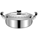 Kichvoe Shabu Hot Pot Suppentopf Kochtopf Suppengeschirr Mit Deckel Edelstahltopf Mit Trennwand Für Induktionskochfeld Gasherd 28Cm