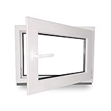 Kellerfenster - Kunststoff - Fenster - innen weiß/außen weiß - BxH: 50 x 40 cm - 500 x 400 mm - DIN Rechts - 2 fach Verglasung - 60 mm Profil