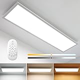 Omdekor Dimmbare LED Deckenleuchte 100x25cm mit Speicherfunktion, Deckenlampe Panel 2700K-6500K Warmweiß Naturweiß Kaltweiß, Modern Deckenpanel Lampe für Werkstatt Büro Garage Wohnzimmer Küche