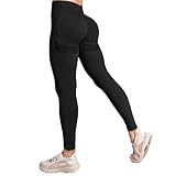 HAGOT 1PCS Scrunch Butt Leggings Damen, Leggings Damen Booty Scrunch, Lifting Po Push Up Seamless Sporthose Lang, für Sport Yoga Fitness, Schwarz, M