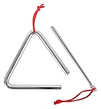 Classic Cantabile Triangel mit Schlägel - Triangle aus Stahl für Kinder und Musikalische Früherziehung - Schlaginstrument mit 10cm (4') Größe und Klöppel - Musikinstrument für Kindergarten