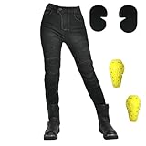 HOMDECR Herren/Damen Slim Fit Motorrad Jeans Mit Protektoren Knie Und Hüftprotektoren Stretch Slim Fit Denim Motorradhose Cargo Motorradjeans Schutzhose Biker Pants (Schwarz,M)