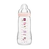 MAM Easy Active Trinkflasche (330 ml), Baby Trinkflasche inklusive MAM Sauger Größe 2 aus SkinSoft Silikon, Milchflasche mit ergonomischer Form, 4+ Monate, Weltall