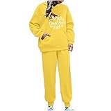 luoluoluo Damen Sportanzug Jogginganzug Langarm Casual Druck Trainingsanzug Jogging Anzug Hoodie-Pullover Zweiteiliger Sport-Anzug Jogging-Hose für Frühling Winter