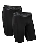 DANISH ENDURANCE Herren-Kompressionshose, Trainingshose, Tights mit Tasche, 2er Pack (Schwarz, L)