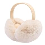 VUCDXOP Damen Winter Ohrenwärmer, Winter Ohrenschützer Abnehmbar Waschbar Plüsch Ohrenschützer warme Kabelstrick-Pelz-Ohrschützer, Outdoor Ohrenmuscheln, Wärme Faltbare Ohrwärmer Earmuffs (Beige)