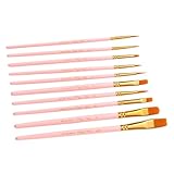 10 Teiliges Set Holz Nylon Pinsel Aquarellpinsel Gouache Pinsel DIY Pinsel Gouache Malpinsel Nylon Malpinsel Malwerkzeuge Rosa Holzstange NESTINGHO