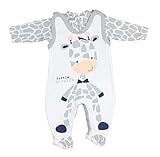 TupTam Baby Mädchen Jungen Strampler mit Langarmshirt Aufdruck Spruch 2 teilig, Farbe: Giraffe, Größe: 62