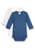 Sanetta Body Langarm (Doppelpack) Weiß und Blau | Hochwertiger und nachhaltiger Body für Jungen aus Bio-Baumwolle. Inhalt: 2er Set Baby Body 104