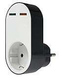 as – Schwabe Überspannungsschutzadapter FLASH 230V/16A/max. 3.500W – Steckdosenadapter mit Überspannungsschutz – Sicherer Berührungsschutz – Geräteschutz Zwischenstecker - Weiß/Schwarz, 18611