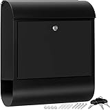 KESSER® XXL Briefkasten Edelstahl mit Zeitungsfach, gebürstet, 3x Schlüssel abschließbar, Pulverbeschichtet, Wandmontage, groß Front-Einwurf: DIN C4 = DIN A4 inkl. Montagematerial Farbe Schwarz