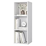 fevarbord Bücherregal mit 3 Fächern Bücherschrank Standregal Büroregal für Wohnzimmer Arbeitszimmer 30 x 30 x 80 cm Weiß