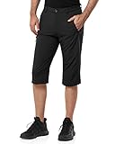 33,000ft Herren 3/4 Hose Cargo Shorts Kurze Wanderhose Stretch Leichte Radhose Sommer Capri Dreiviertel Hose Outdoor Shorts UPF 50+ mit Viele Taschen für Wandern Laufen Radfahren Schwarz L