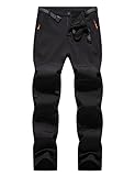 JustSun Skihose Herren Wanderhose Outdoorhose Softshellhose Trekkinghose Snowboardhose Winter Wasserdicht Winddicht Warm Gefüttert Schwarz XL