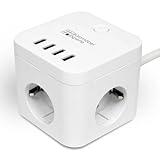 Powercube Steckdosenwürfel SL3020-U Weiss, 3 Steckdosen, 4 USB-Ladeports