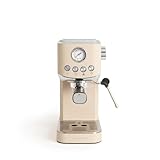 CREATE / THERA CLASSIC COMPACT/Espressomaschine Sand / 20 bar, Halbautomatik, Cold Brew Funktion, Doppelauslauf, 1.2L Tank, für gemahlenen Kaffee und ESE-Pads 55mm, mit Aufschäumer, 1350W