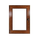 ECOPROF Kellerfenster | Langlebiges Kunststoff-Fenster | Maße 70x90 cm (700x900 mm) | Dreh-Kipp Fenster DIN Links | Farbe: Goldene Eiche doppelseitig | 70mm Profil