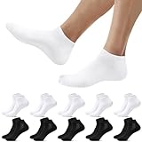 Falechay Sneaker Socken Herren Damen Sportsocken 10 Paar Halbsocken Kurze Atmungsaktive Baumwolle Laufsocken,Schwarz Weiß 39-42