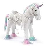 ELLA & PIET® Kleines Stehpferd Einhorn Sky mit Sattel und Steigbügel (Weiß-Pastell) Pony Standpferd