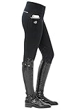 SPOOKS Damen Reitleggins Reithose Kniebesatz, Damenreithose Reithosen Turnierreithose Kniebesatzreithose - Sanne Knee Grip Leggins Black s