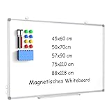 DOLLAR BOSS Magnetisches Whiteboard, 45X60CM Magnettafel Magnetpinnwand mit Whiteboard Stifte and White board Radiergummi, für Schule & Haus und Büro