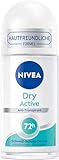 NIVEA Dry Active Deo Roll-On (50 ml), Anti-Transpirant mit 72h Schutz und Schweiß-Schutz-Formel, Anti-Transpirant Roll-On mit femininem, frischem Duft