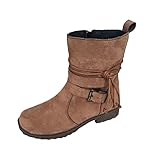 Stiefeletten, Plateau-Stiefel, Knöchelsohle, knöchelhoch, Block-Reißverschluss für Damen, Absatz, hohe Stiefel für Damen, braun, 40 EU