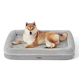 Lesure orthopädisches Hundebett große Hunde - 89x56x16 cm Hundesofa mit Memory Foam und Bambuskohle-Schaum, gemütliches Hundecouch Hunde Bettchen mit abnehmbarem waschbarem Bezug, grau